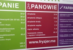 Jeśli szukasz taniego fryzjera, ten cennik może Ci się spodobać...