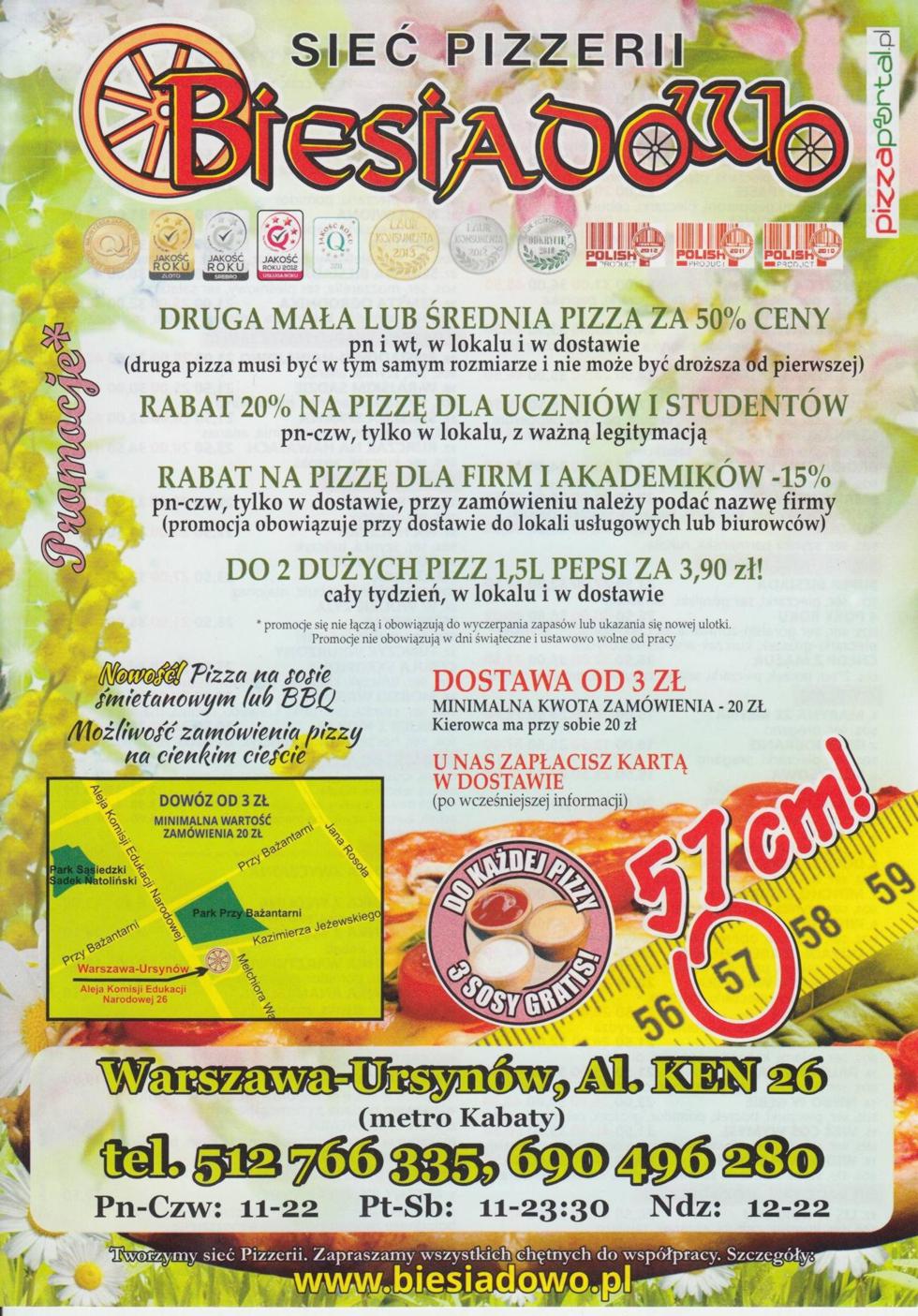 Biesiadowo Ursynów Pizzeria, Kabaty - menu cz. 1 Biesiadowo Ursynów Pizzeria, Kabaty - menu cz. 1